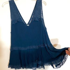 Free People Blue Flowy Tank Top - Like New'